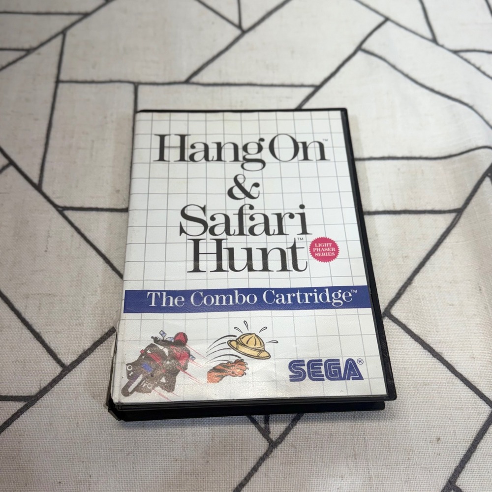 Sega Master System Game Hang-On & Safari Hunt Combo Cartridge CIB Black Case